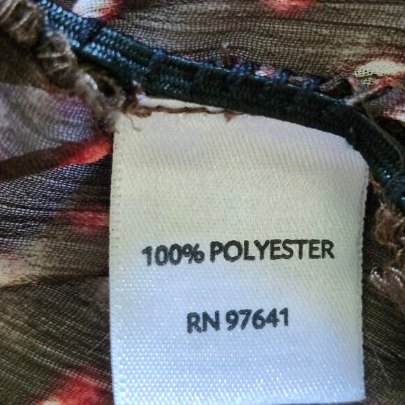 J Jill Deep Brown Sheer Polka Dot Print Button Down Tunic Size Petite Large - Picture 6 of 11